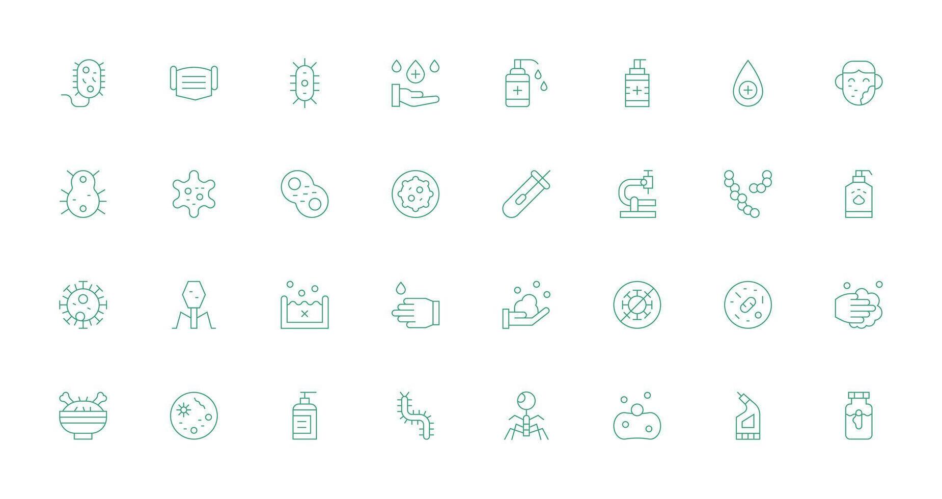 Bacteria Icon Set with 32 Thin Line Graphics Detailed Icon Collection for Design Systems vector