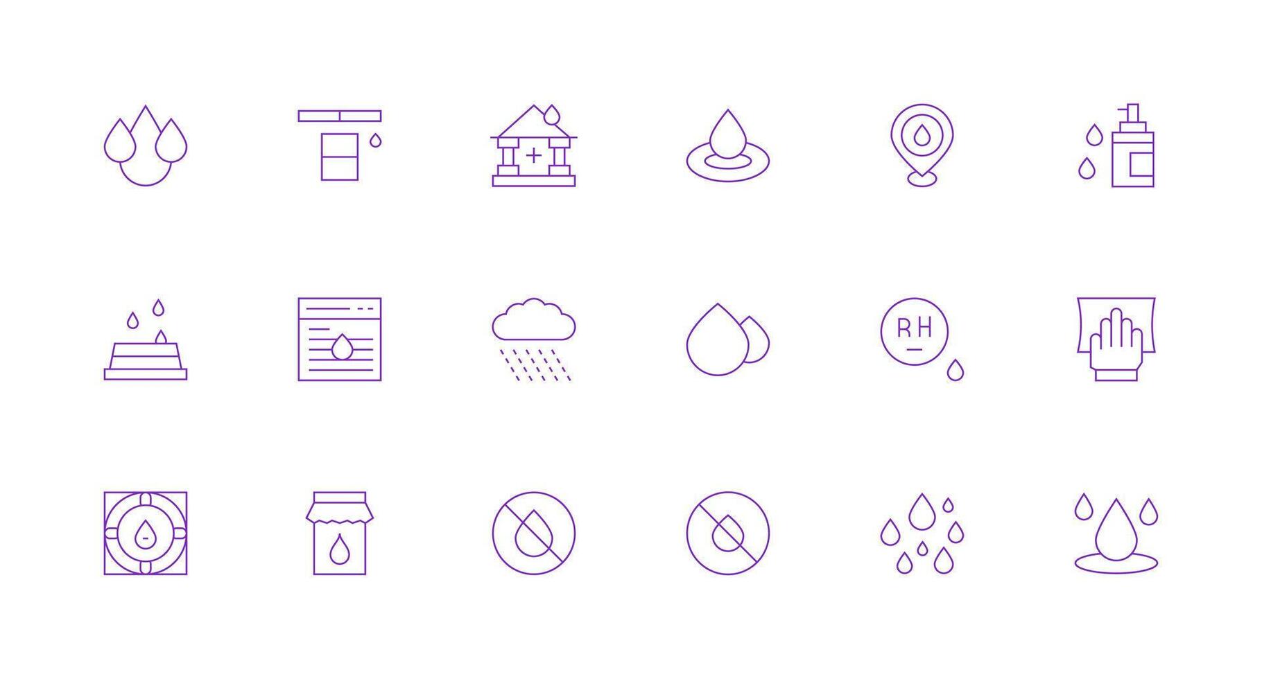 Moisture Set with 18 Minimal Line Icons Neatly Designed Icons for Web Platforms vector