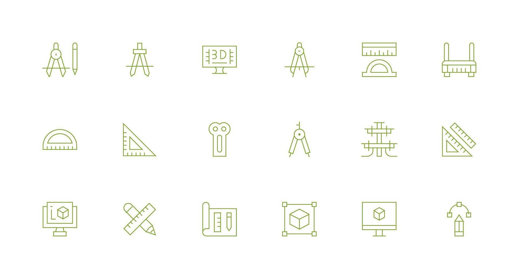 Cad Set with 18 Minimal Line Icons Interface Icon Collection for Daily Projects vector