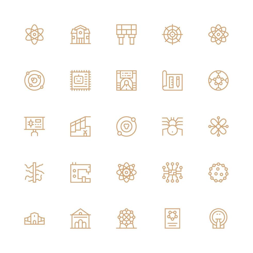 Schematic Icon Set with 25 Medium Stroke Outline Graphics Multi-Style Icon Collection vector