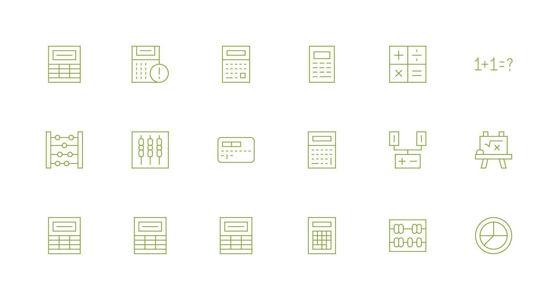 18 Icons for Arithmetic in Minimal Line Format Organized Glyph Icons for Fast Design vector