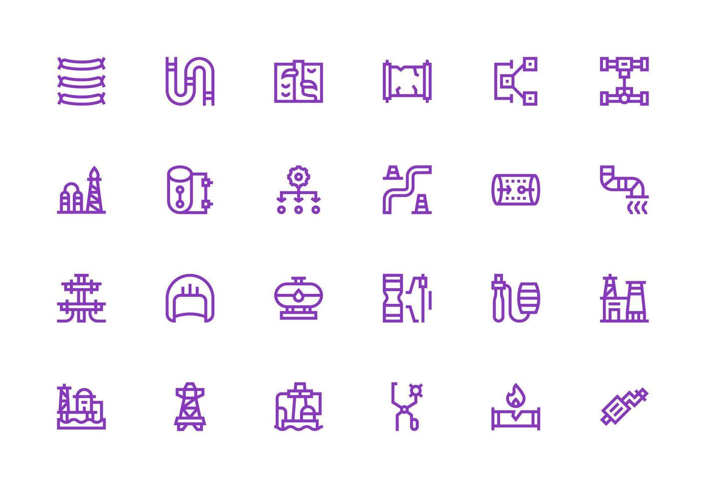 Pipeline Icon Set with 24 Thick Line Line Graphics Modern Icon Set vector