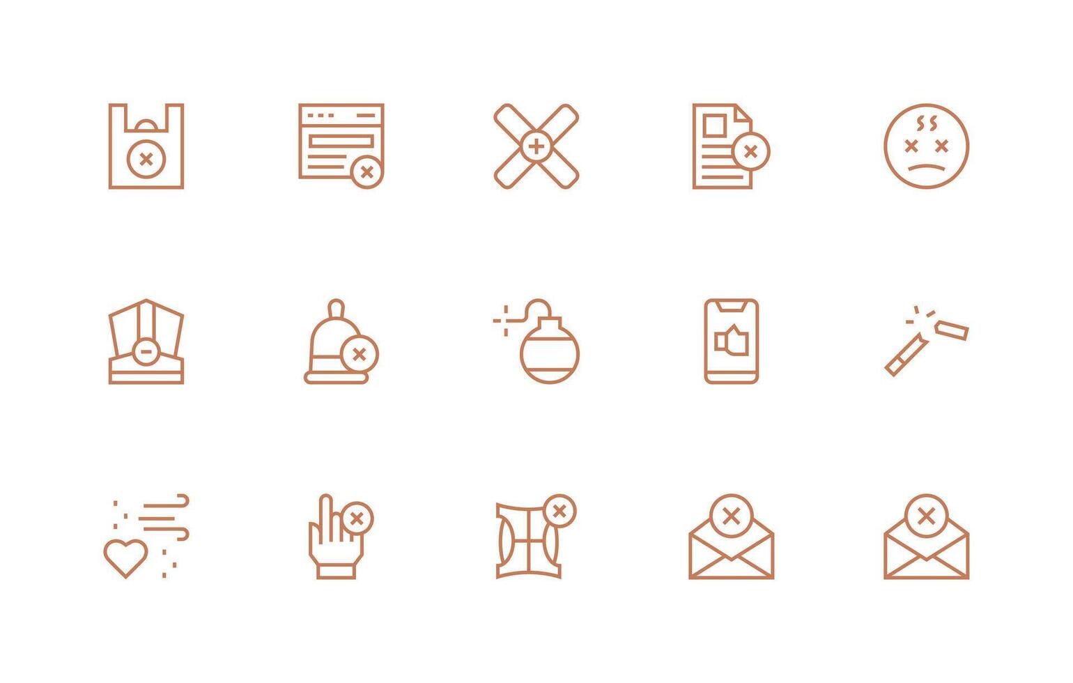 15 íconos para cancelar en regular línea formato multi-estilo icono colección vector