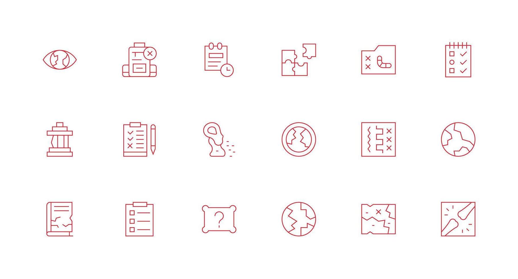 Incomplete Icon Set with 18 Minimal Line Graphics Minimal Icon Pack vector