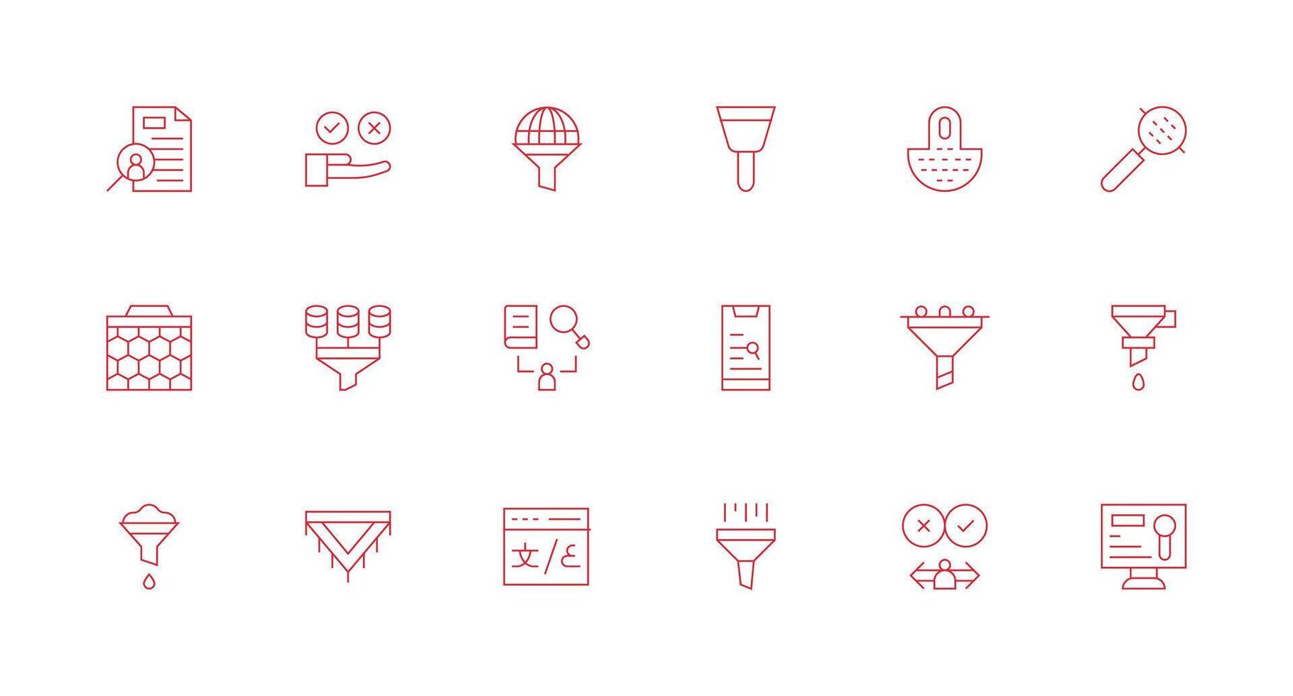 Minimal Line Style Filtering Icons with 18 Vectors Scalable Icons for All Themes