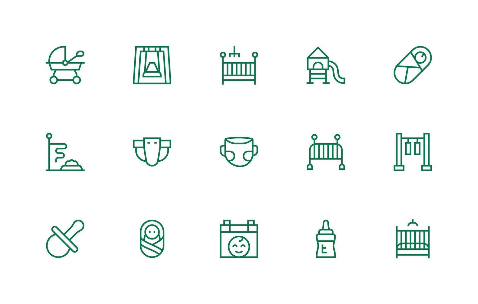 Childcare Icon Set with 15 Regular Line Graphics Simple Icon Pack vector