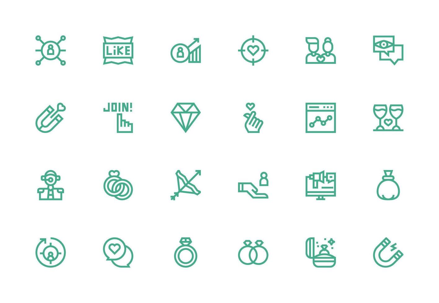 24 Icons for Engagement in Thick Line Line Format Complete Icon Bundle for Web Design vector