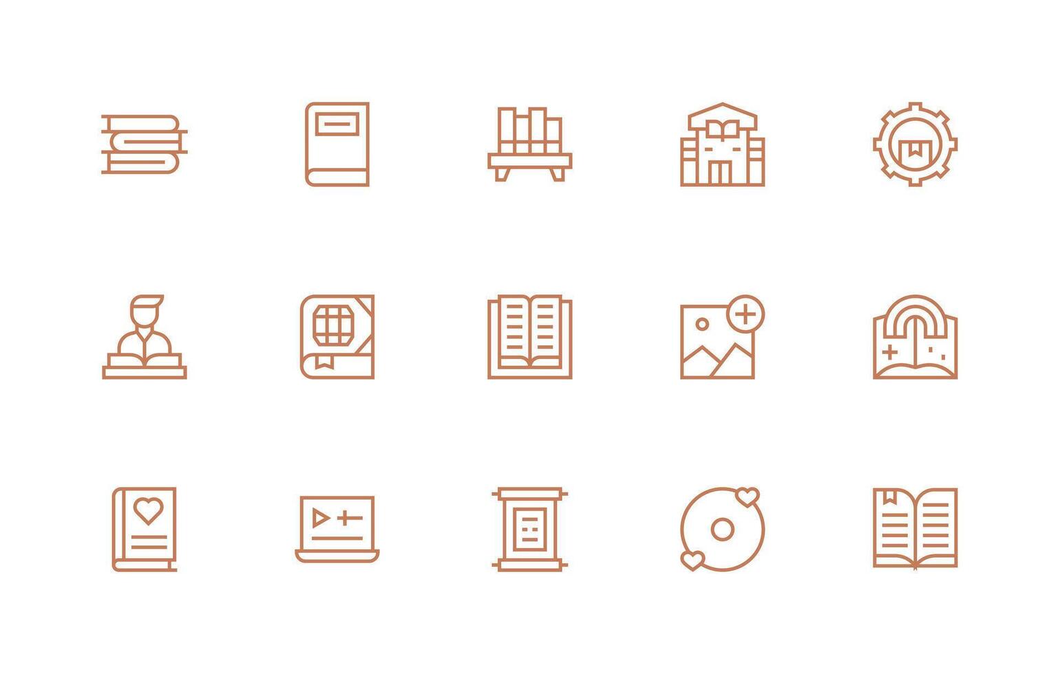 15 Icons for Library in Regular Line Format Essential Icon Set for Teams vector