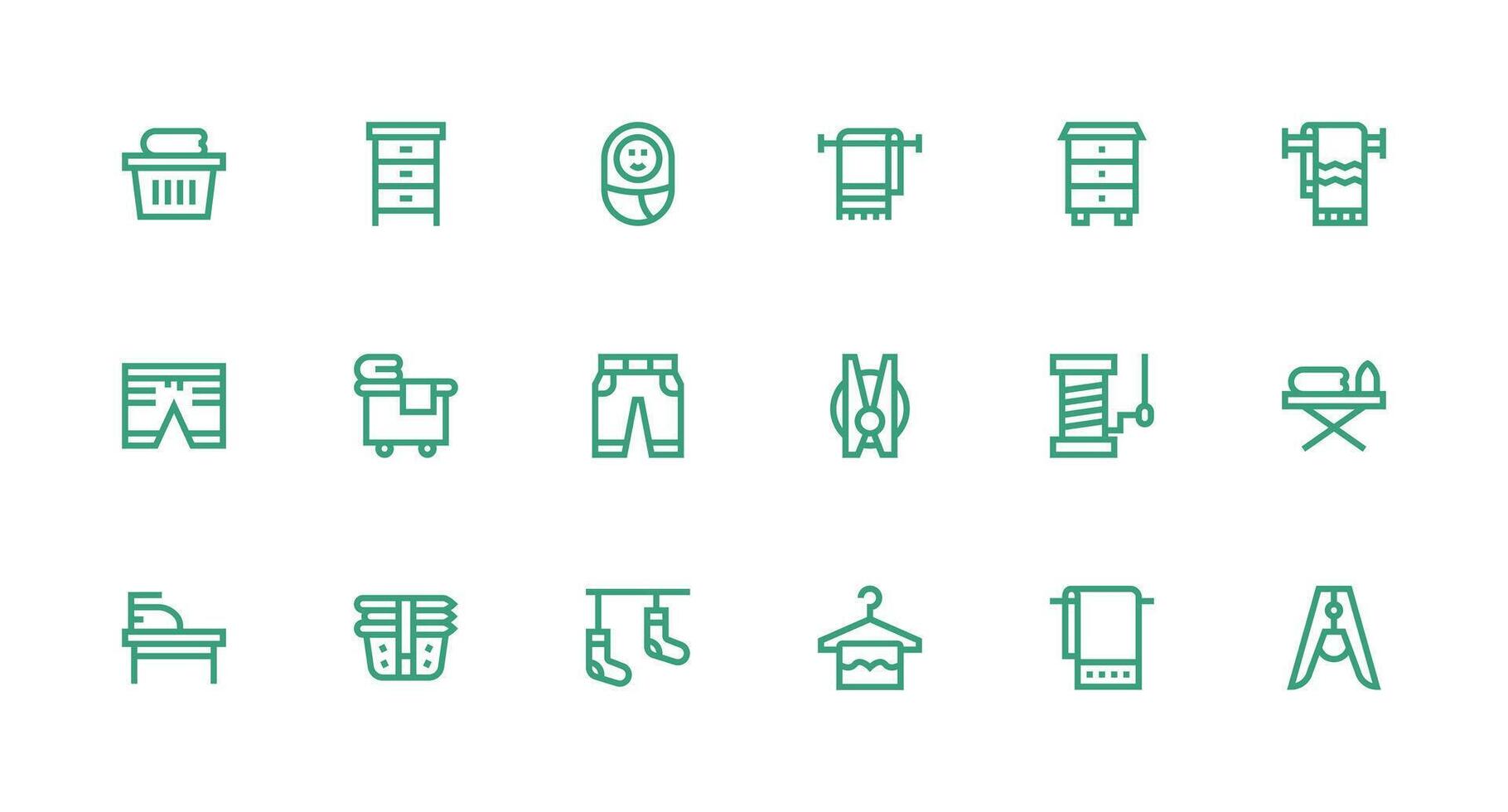 Strong Stroke Line Icons from Linen Set with 18 Vectors Design Ready Icon Set for Teams