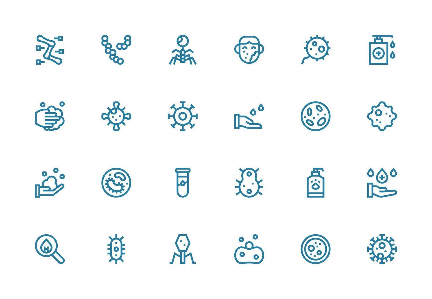 Bacteria Visual Pack containing 24 Thick Line Line Icons High-Resolution Icons for Any Platform vector