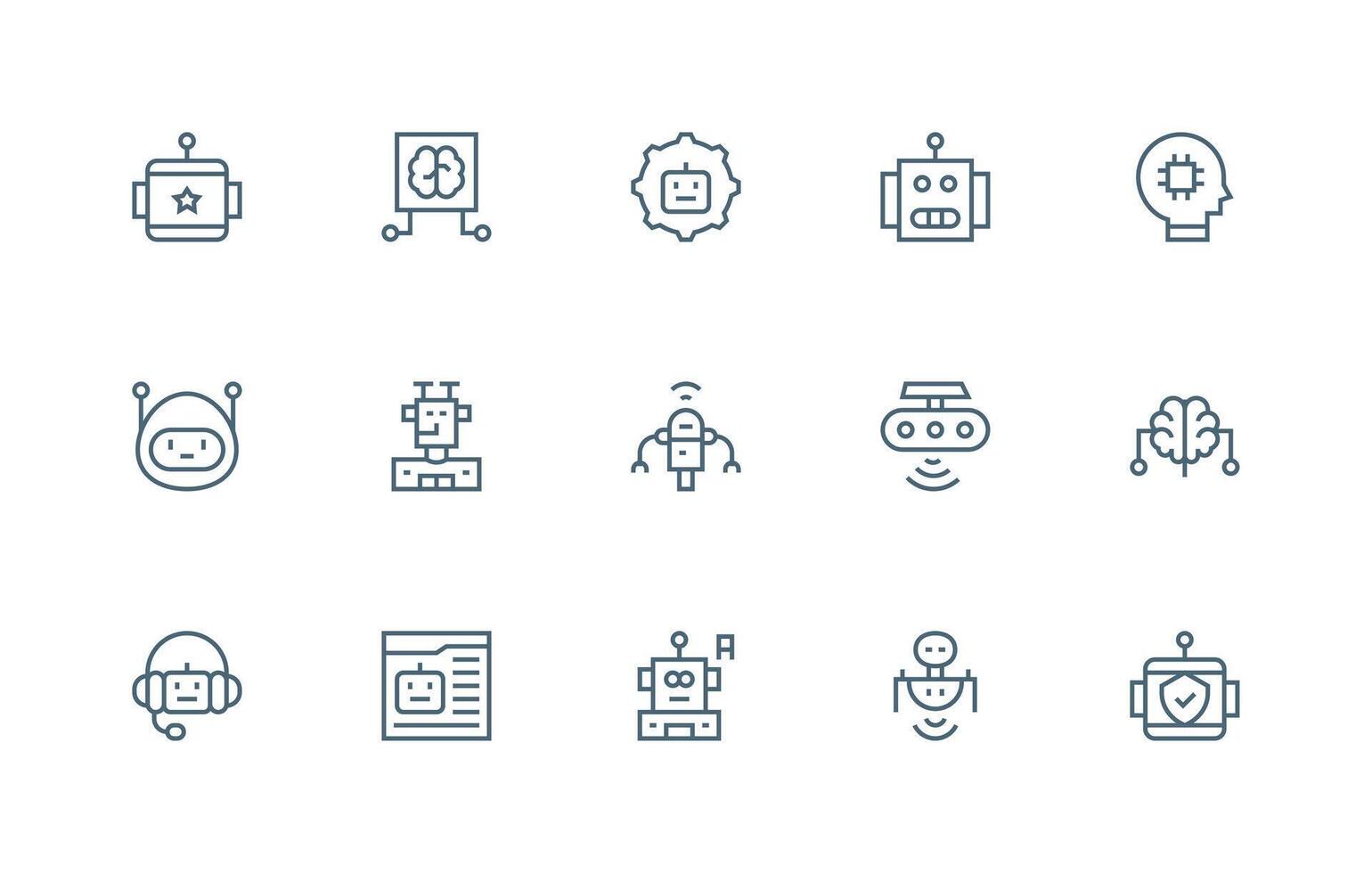 15 Regular Line Vectors for Ai Theme UI Icon Set