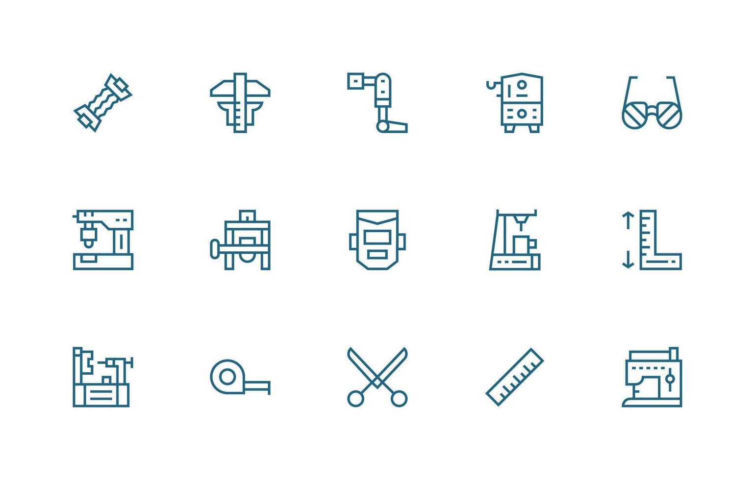 15 Regular Line Designs for Fabrication Icons Customizable Icon Series for Mobile Screens vector