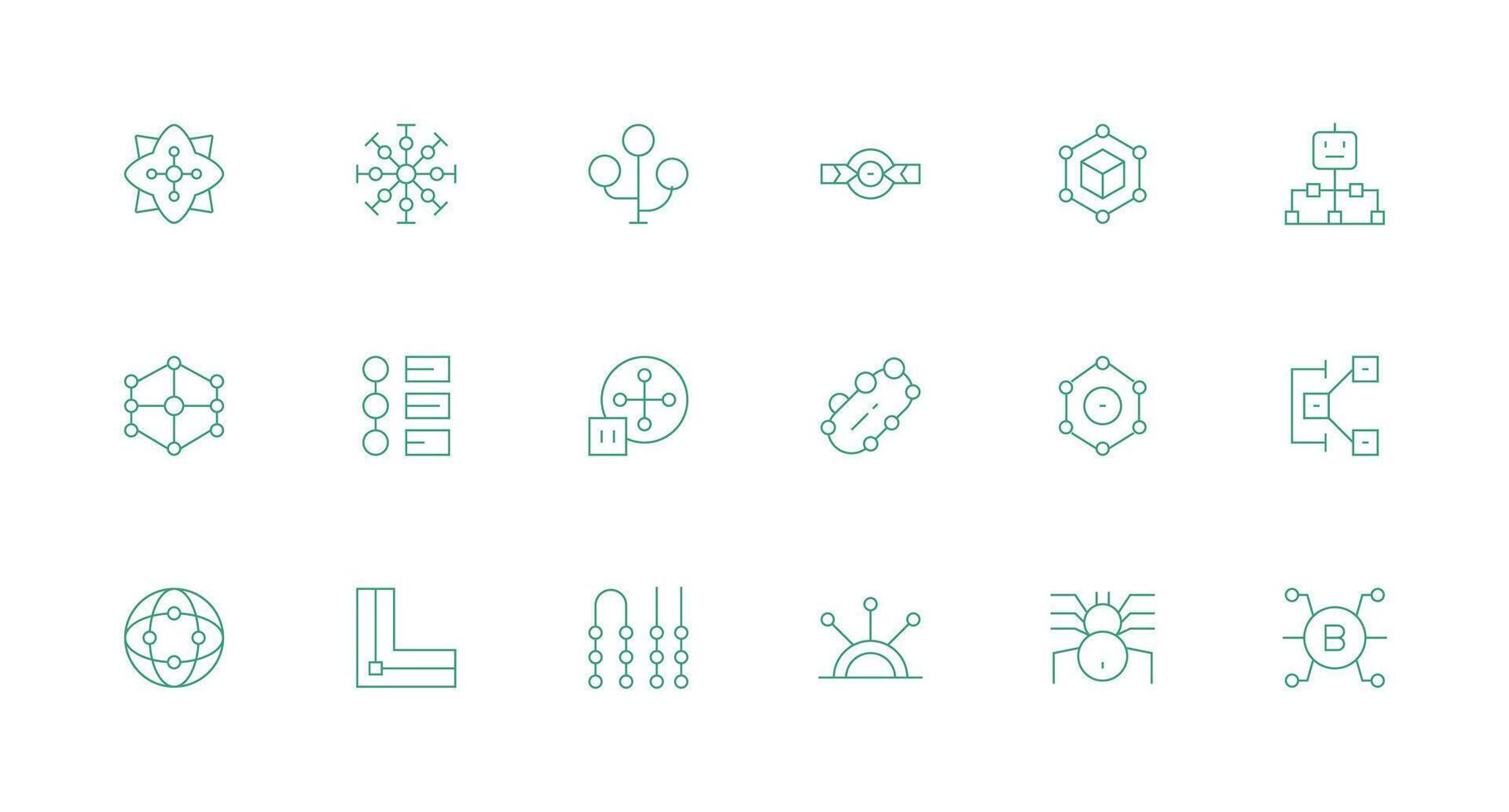 18 Minimal Line Icons for Node Graphics Complete Icon Bundle for Web Design vector