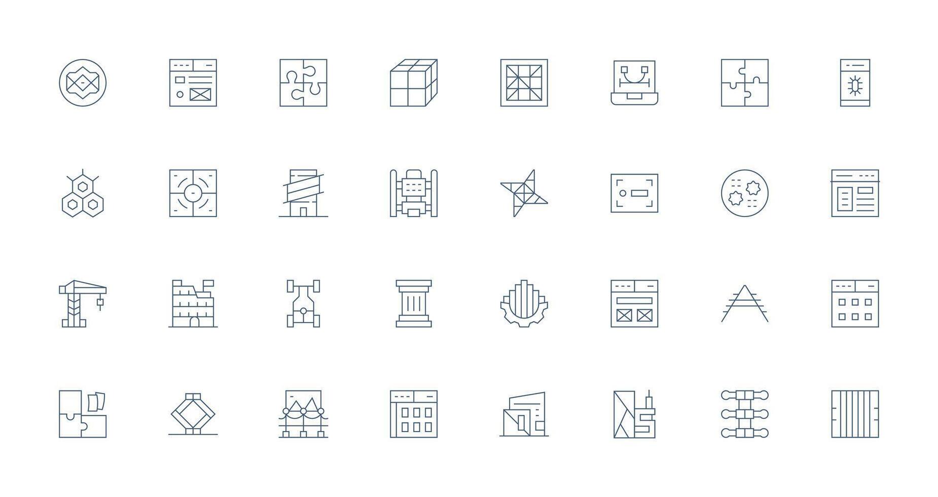 Framework including 32 Thin Line Illustrations Clean Icon Set Icon Pack for UI Projects vector