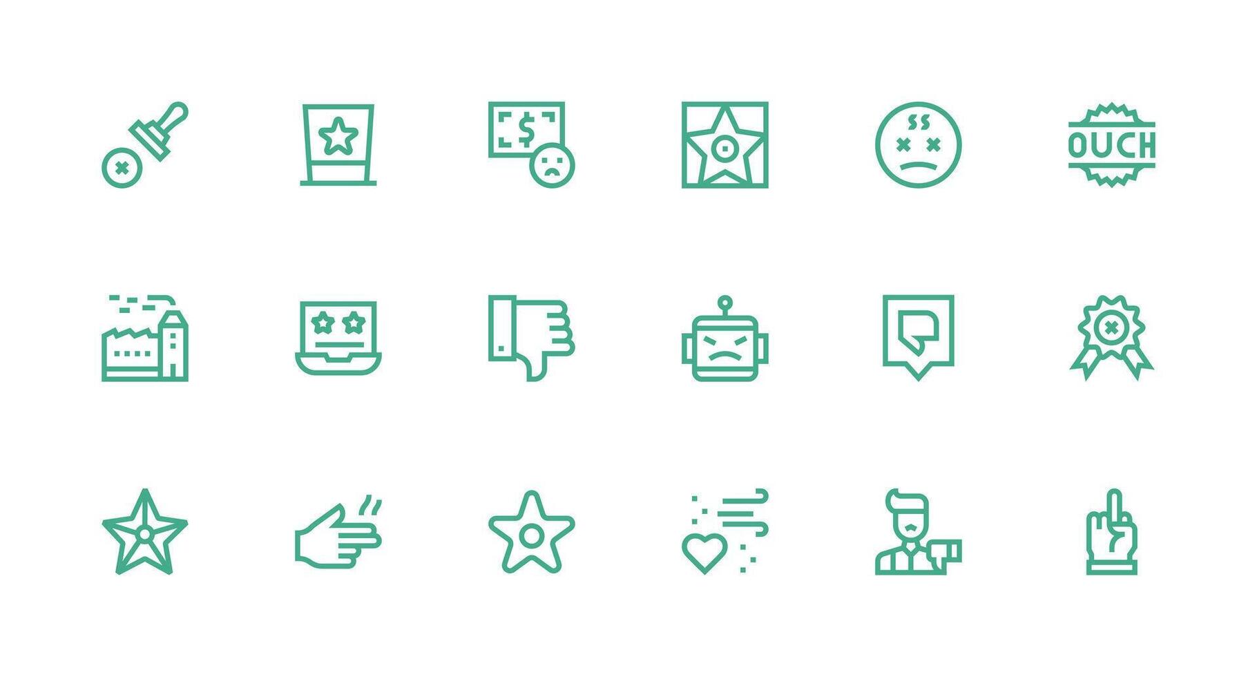 Strong Stroke Line Style Bad Icons with 18 Vectors Icons Built for Visual Consistency Pack