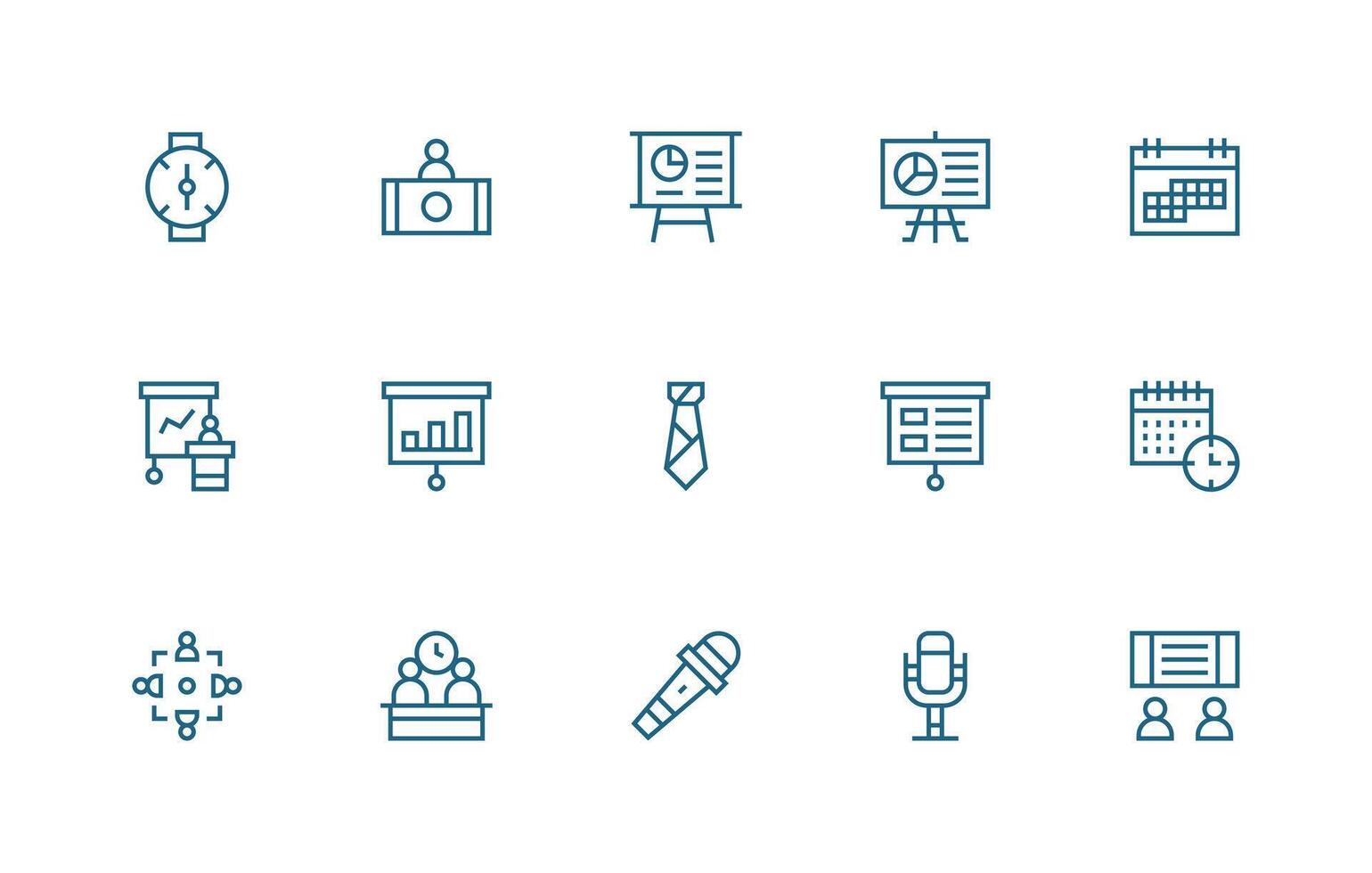 15 Regular Line Vectors for Meeting Theme Lightweight Icon Series for Fast Prototypes