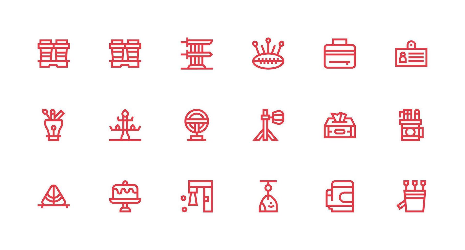 Holder Icon Set with 18 Strong Stroke Line Graphics UI Icon Set vector
