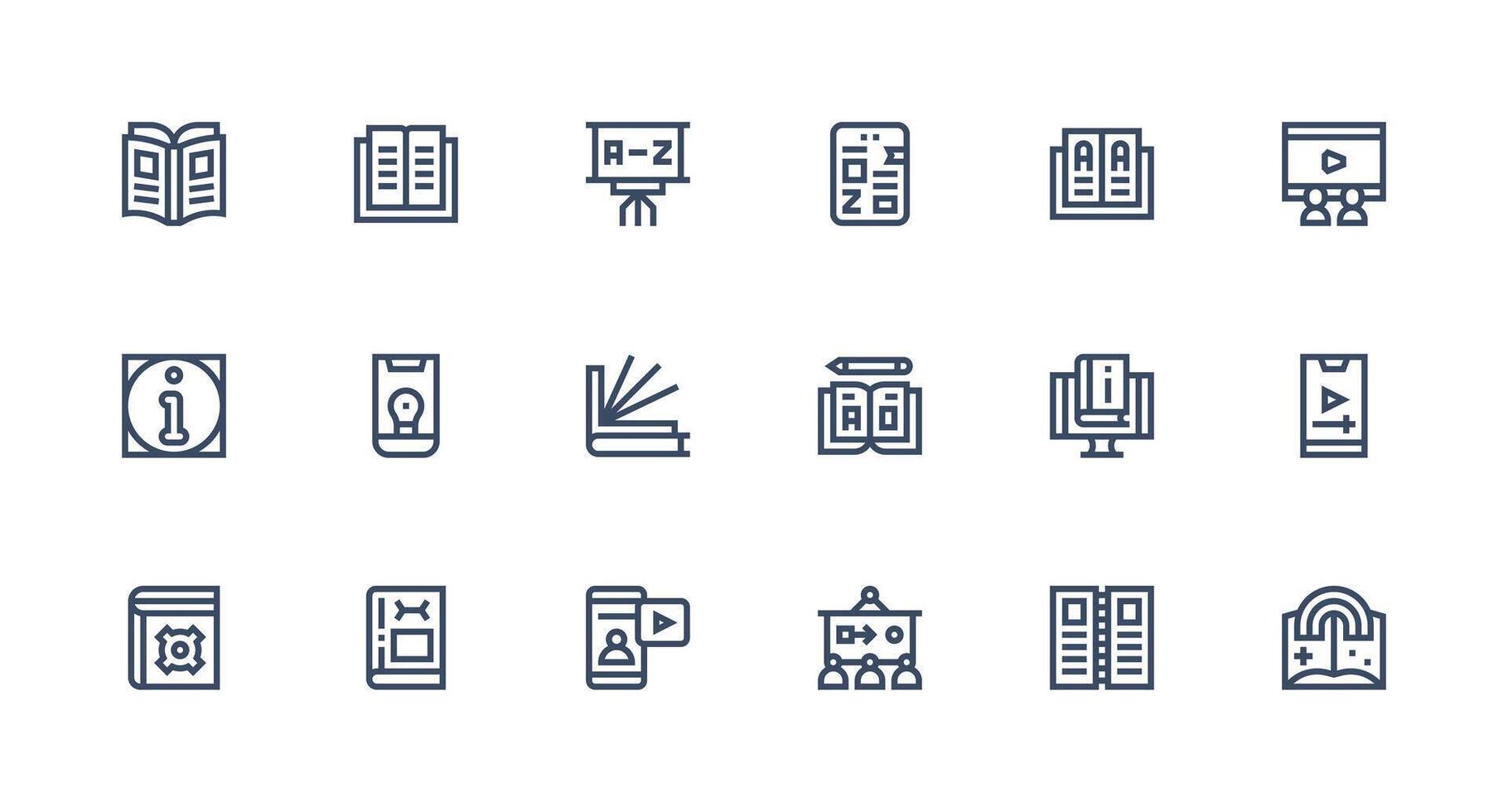 Tutorial Design Icons featuring 18 in Strong Stroke Line Style Customizable Icon Series for Mobile Screens vector