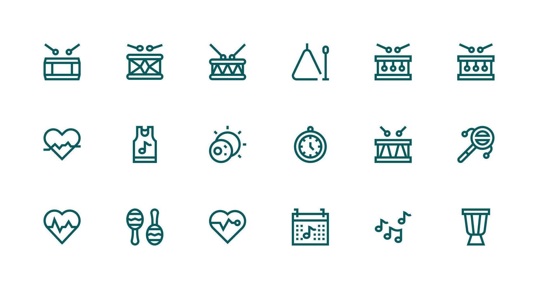 Rhythm featuring 18 Icons in Strong Stroke Line Design Simplified Icon Pack for Visual Tools vector