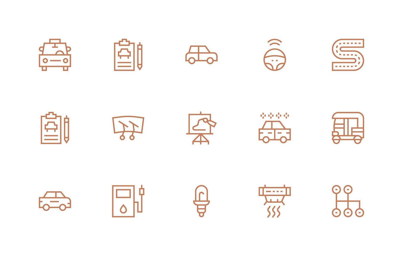 Auto Visual Pack containing 15 Regular Line Icons Versatile Icon Collection for Designers vector