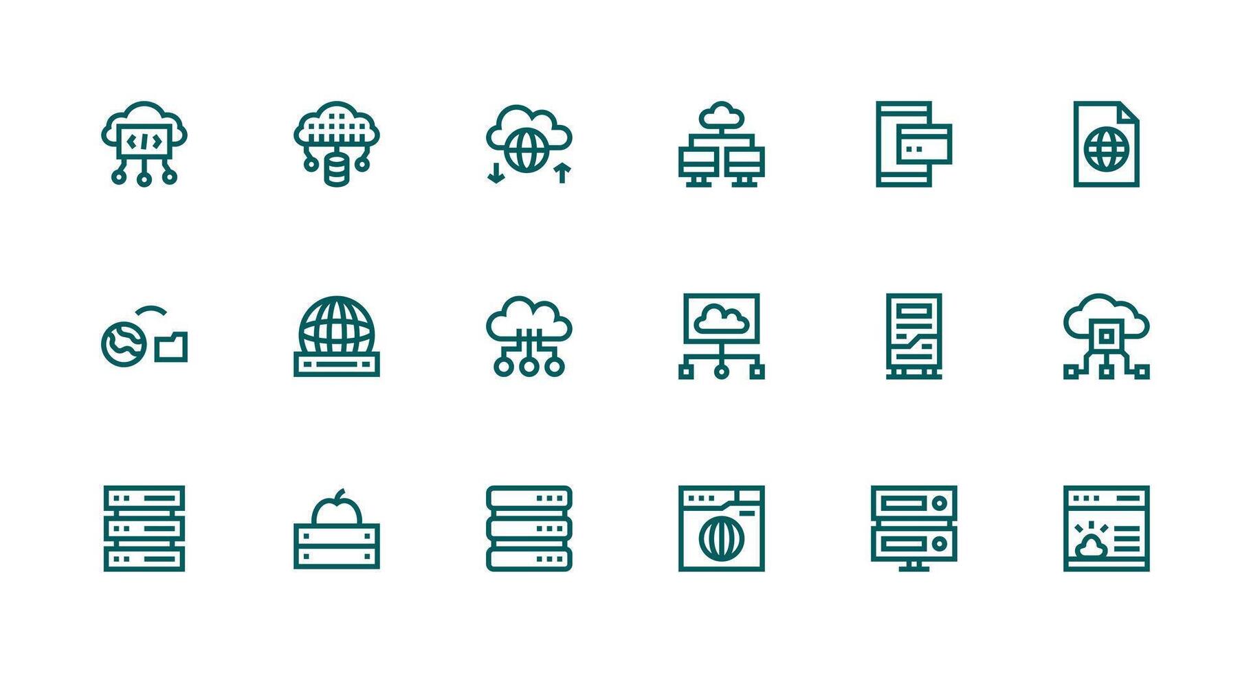 Hosting featuring 18 Icons in Strong Stroke Line Design Simple Icon Pack vector
