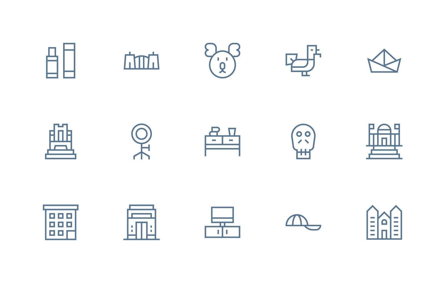 Flat Icon Collection with 15 Regular Line Designs Reusable Icon Set vector