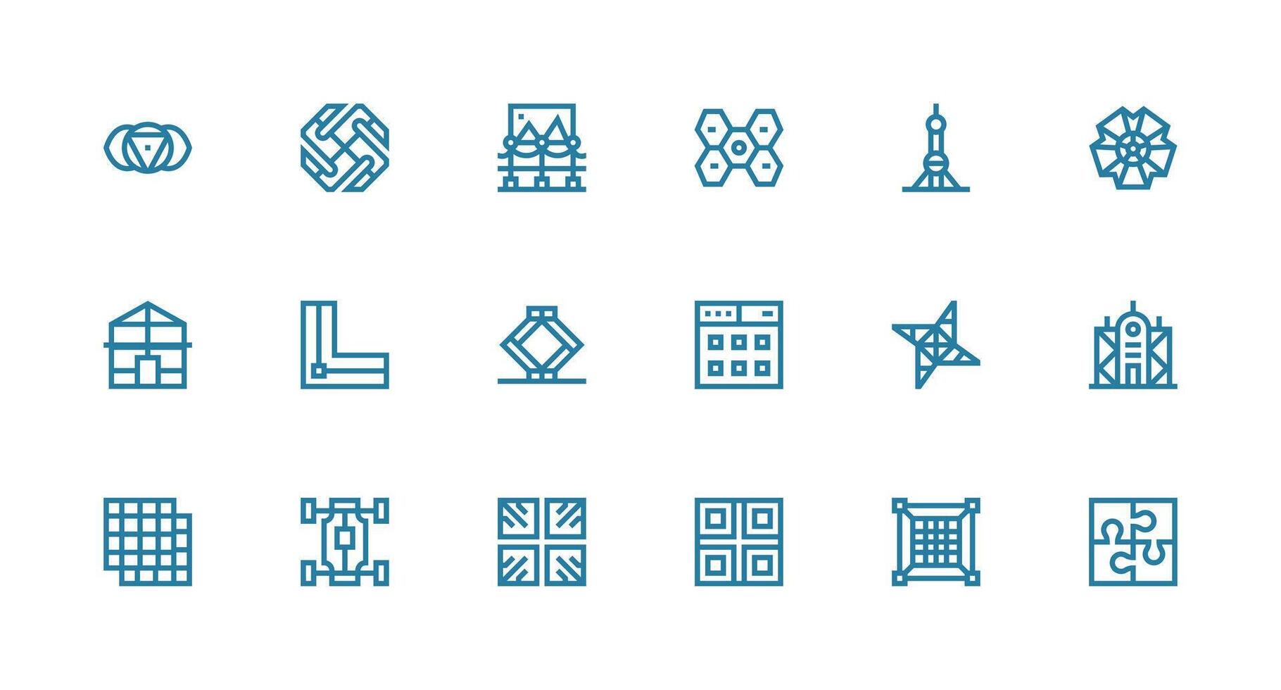 Strong Stroke Line Icons from Framework Set with 18 Vectors Design Icon Pack