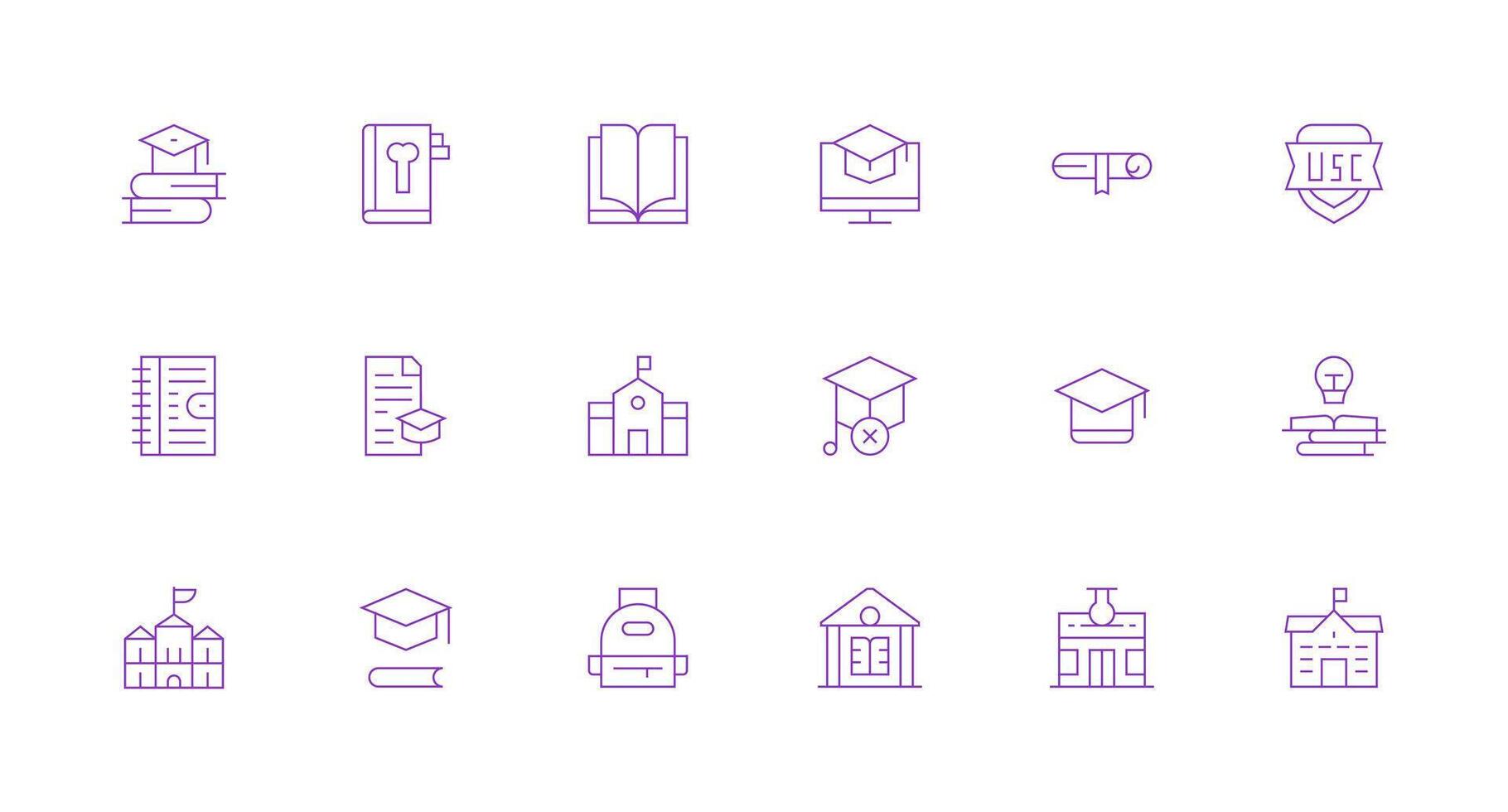 Minimal Line Style College Icons with 18 Vectors Multi-Style Icons for Creative Projects