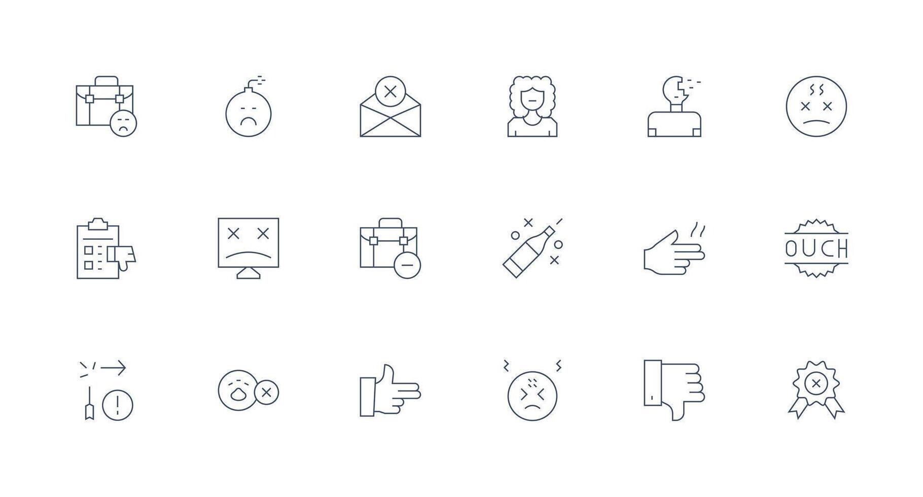 Unsuccessful Set with 18 Minimal Line Icons All Device Compatible Icon Set vector