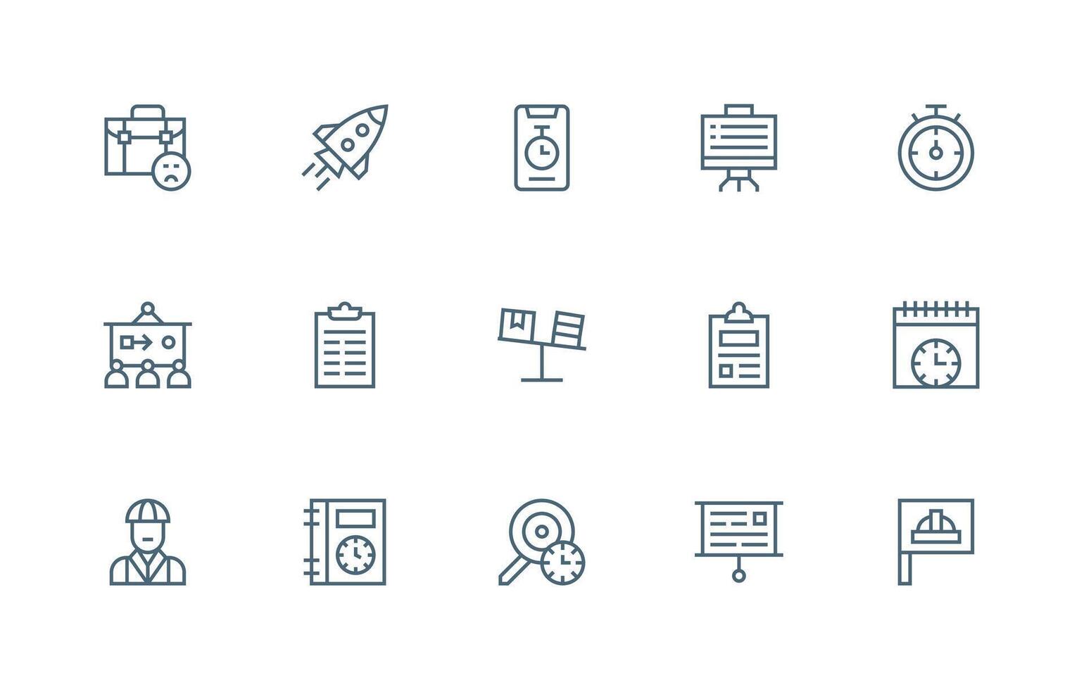 Project Visual Pack containing 15 Regular Line Icons Core Icon Collection for Daily Tasks vector
