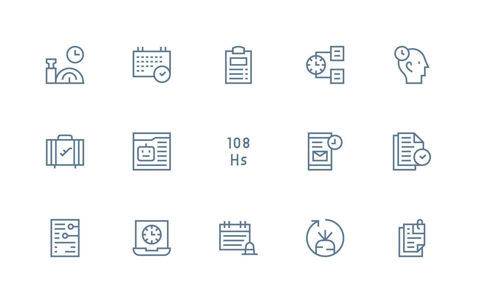 Task Icon Set with 15 Regular Line Graphics Neat Icon Set vector