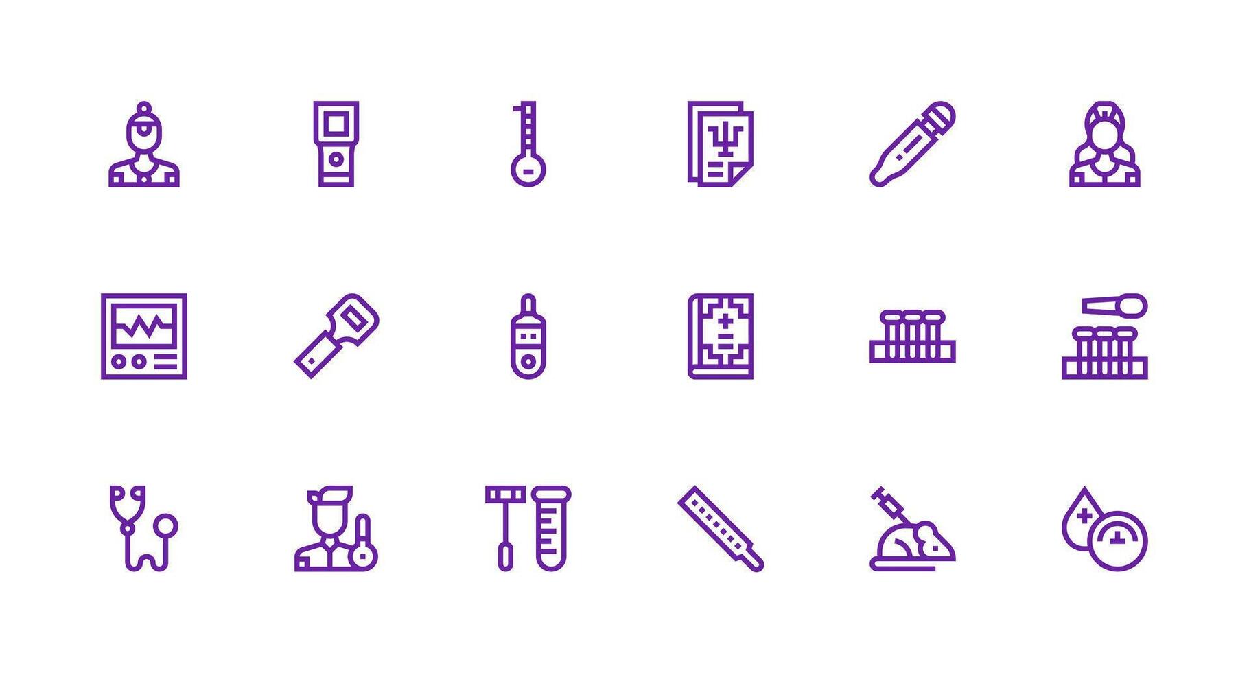 Clinical featuring 18 Icons in Strong Stroke Line Design Clean Icon Collection for Web Use vector