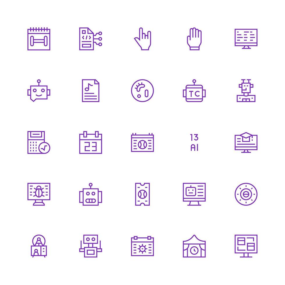 Program Icon Collection with 25 Medium Stroke Outline Designs Detailed Icon Collection for Design Systems vector