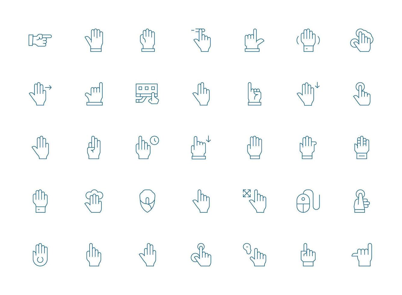 35 Icons for Click in Light Line Format Modern Icon Set vector