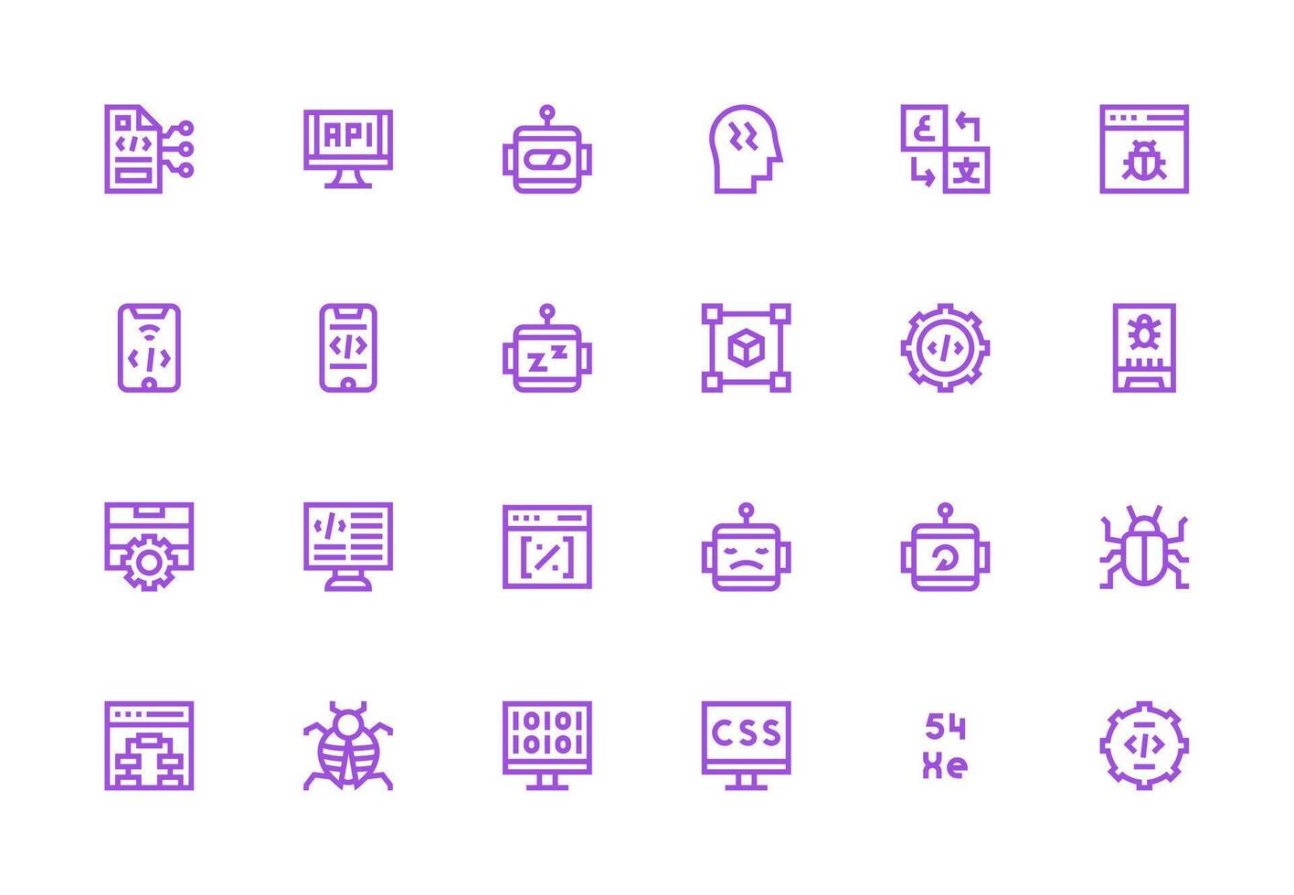 24 Thick Line Line Designs for Programming Icons User Interface Icons for Digital Products vector