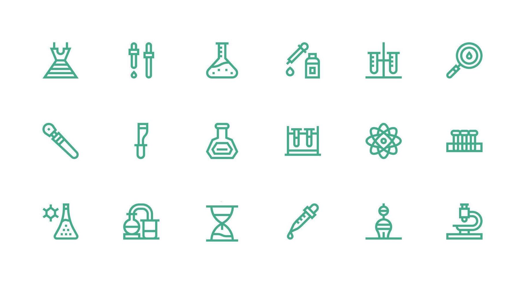 18 Strong Stroke Line Icons for Research Lab Graphics Clean Icon Set Icon Pack for UI Projects vector