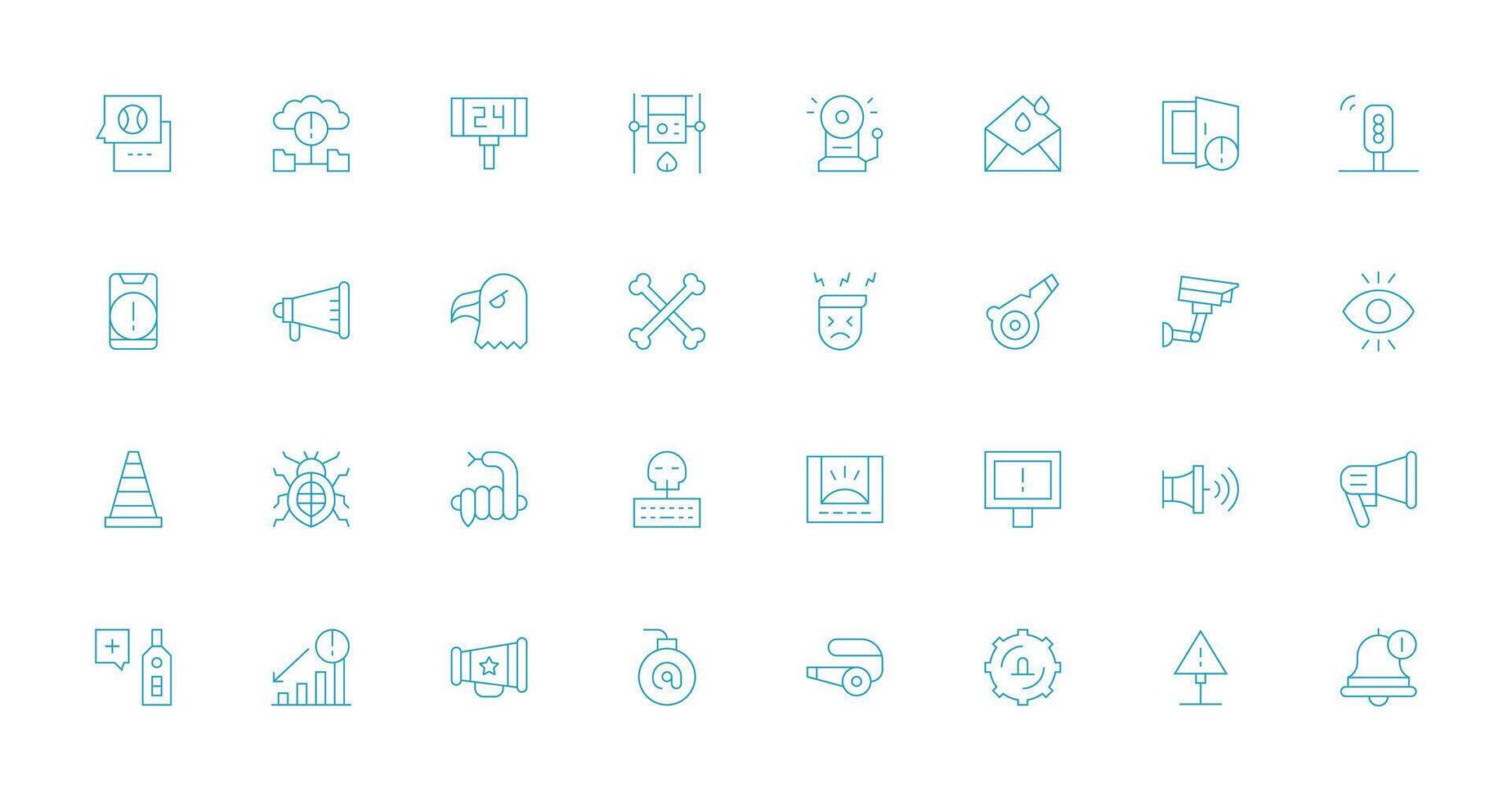 Alert Visual Pack containing 32 Thin Line Icons Clean Set for Layout Prototypes vector