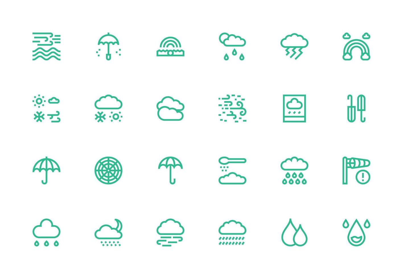 24 Icons for Storm in Thick Line Line Format Icon Set for Web vector