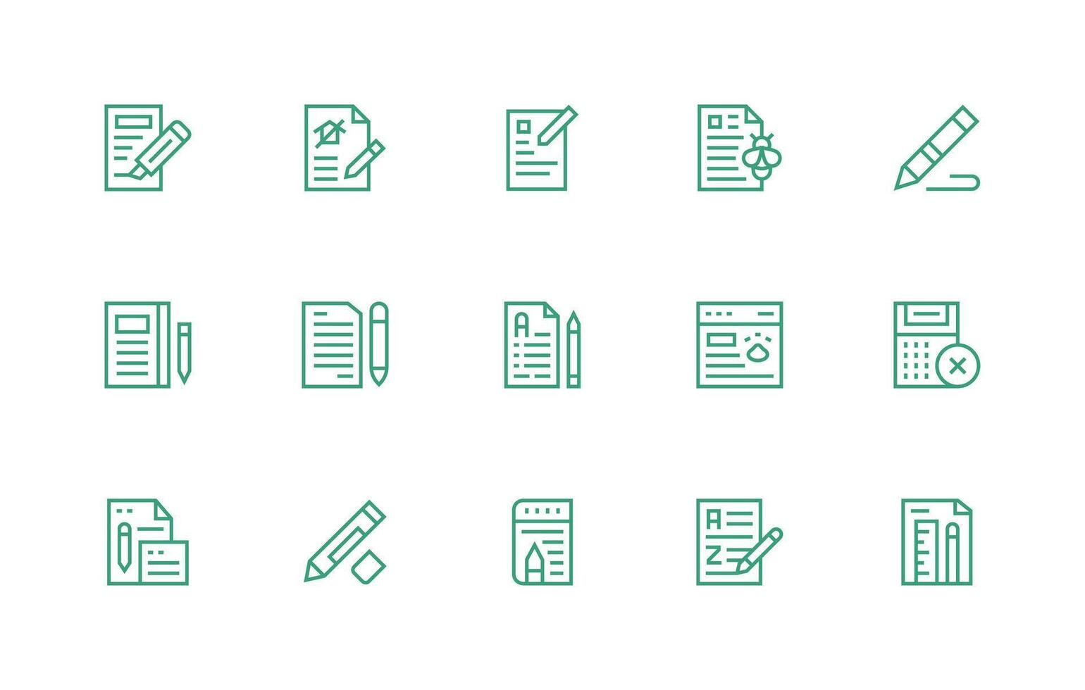 Correction Icon Collection with 15 Regular Line Designs Web Icon Collection vector