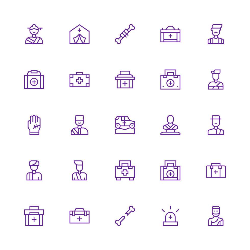 Medium Stroke Outline Icons from Trauma Set with 25 Vectors Quick Access Icons for UI Development