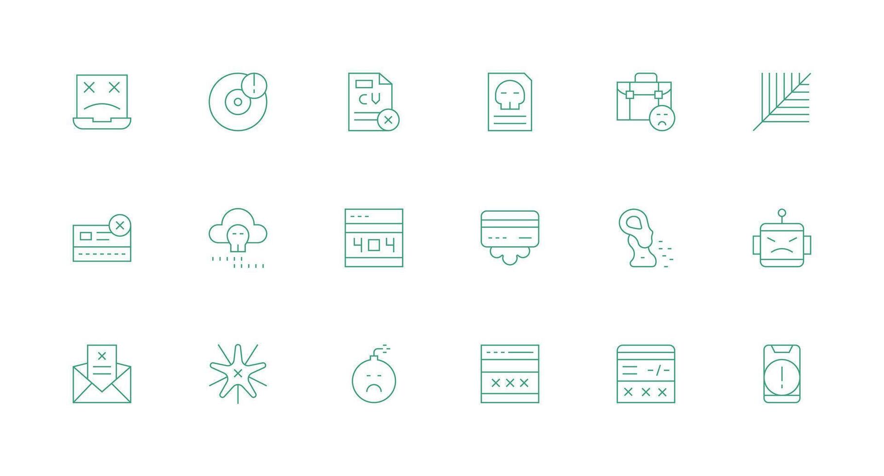 Error Visual Pack containing 18 Minimal Line Icons Icon Set for Apps vector