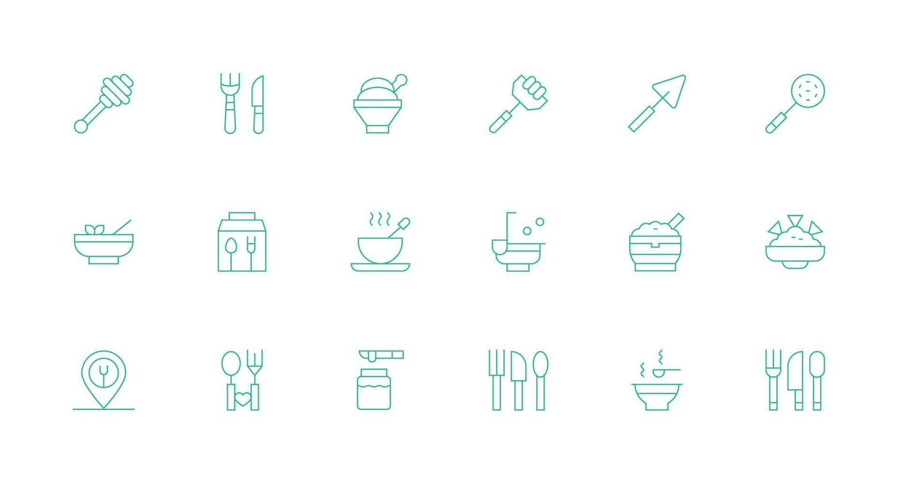 18 Icons for Spoon in Minimal Line Format Scalable Icons for All Themes vector