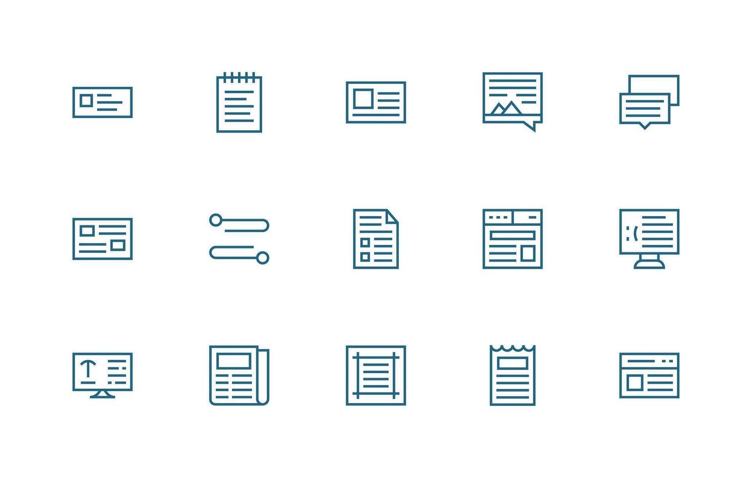 15 Regular Line Vectors for Paragraph Theme User Interface Icons for Digital Products