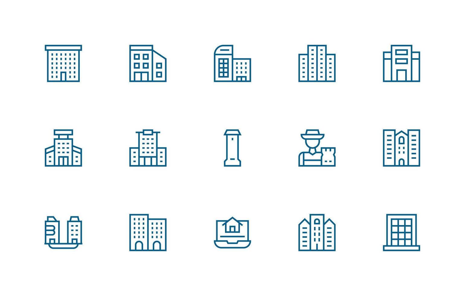Property Management Visual Pack containing 15 Regular Line Icons Clean Set for Layout Prototypes vector