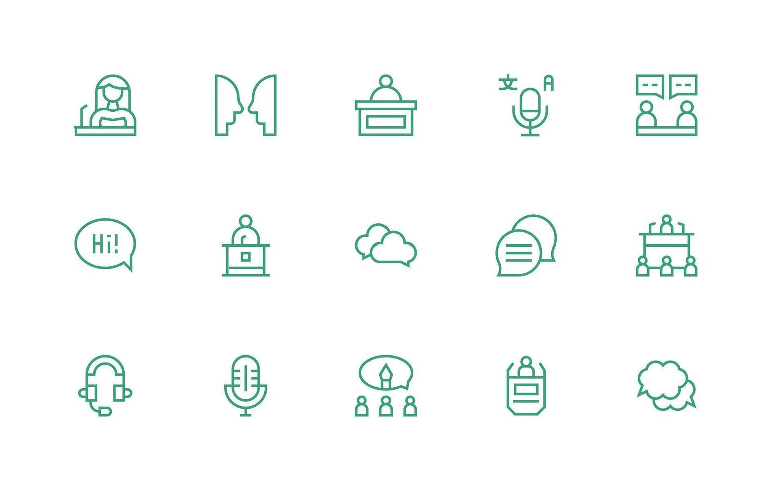 15 Regular Line Icons for Talk Graphics Clean Icon Set Icon Pack for UI Projects vector