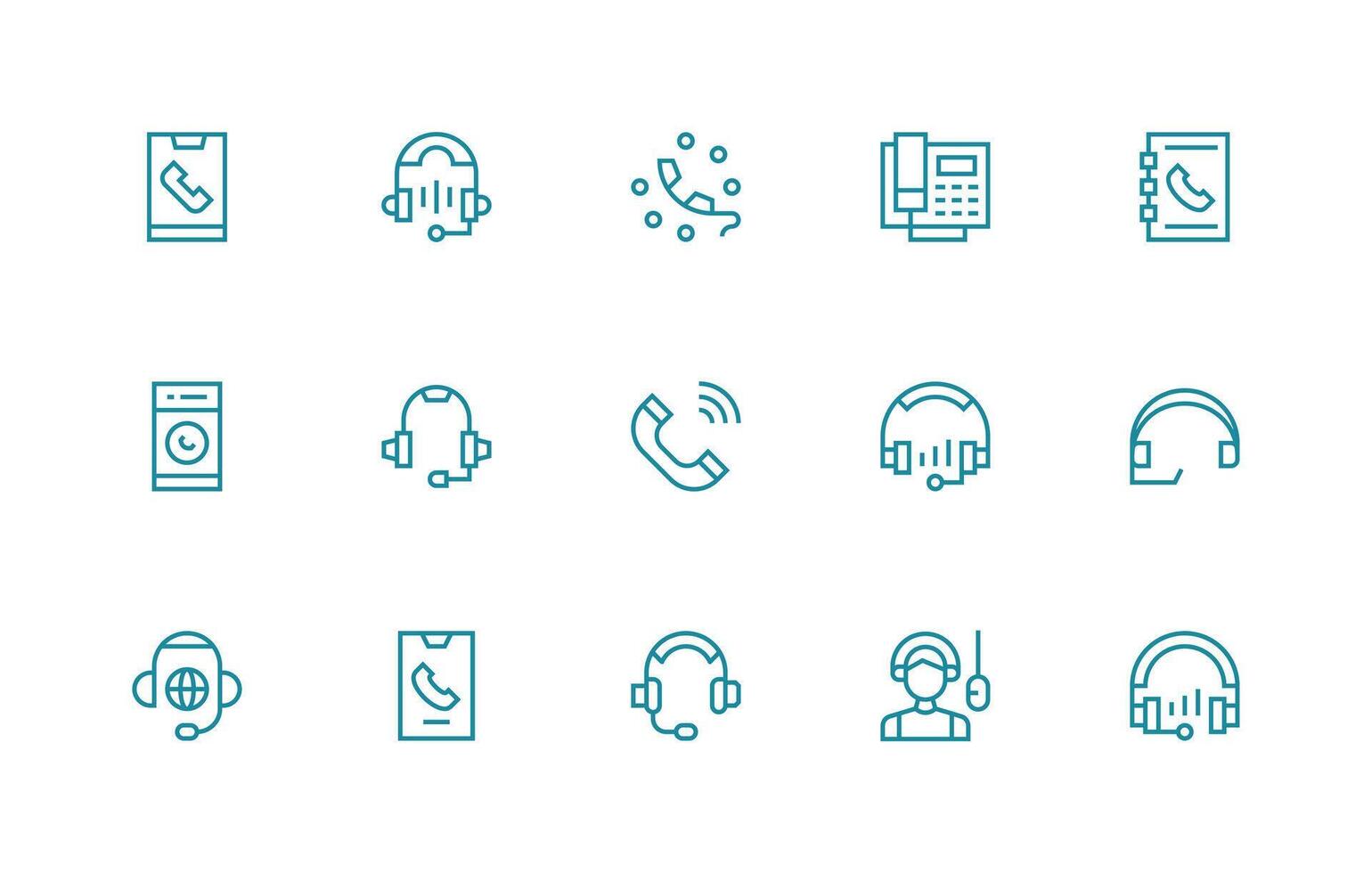 15 Regular Line Designs for Call Center Icons Neatly Designed Icons for Web Platforms vector