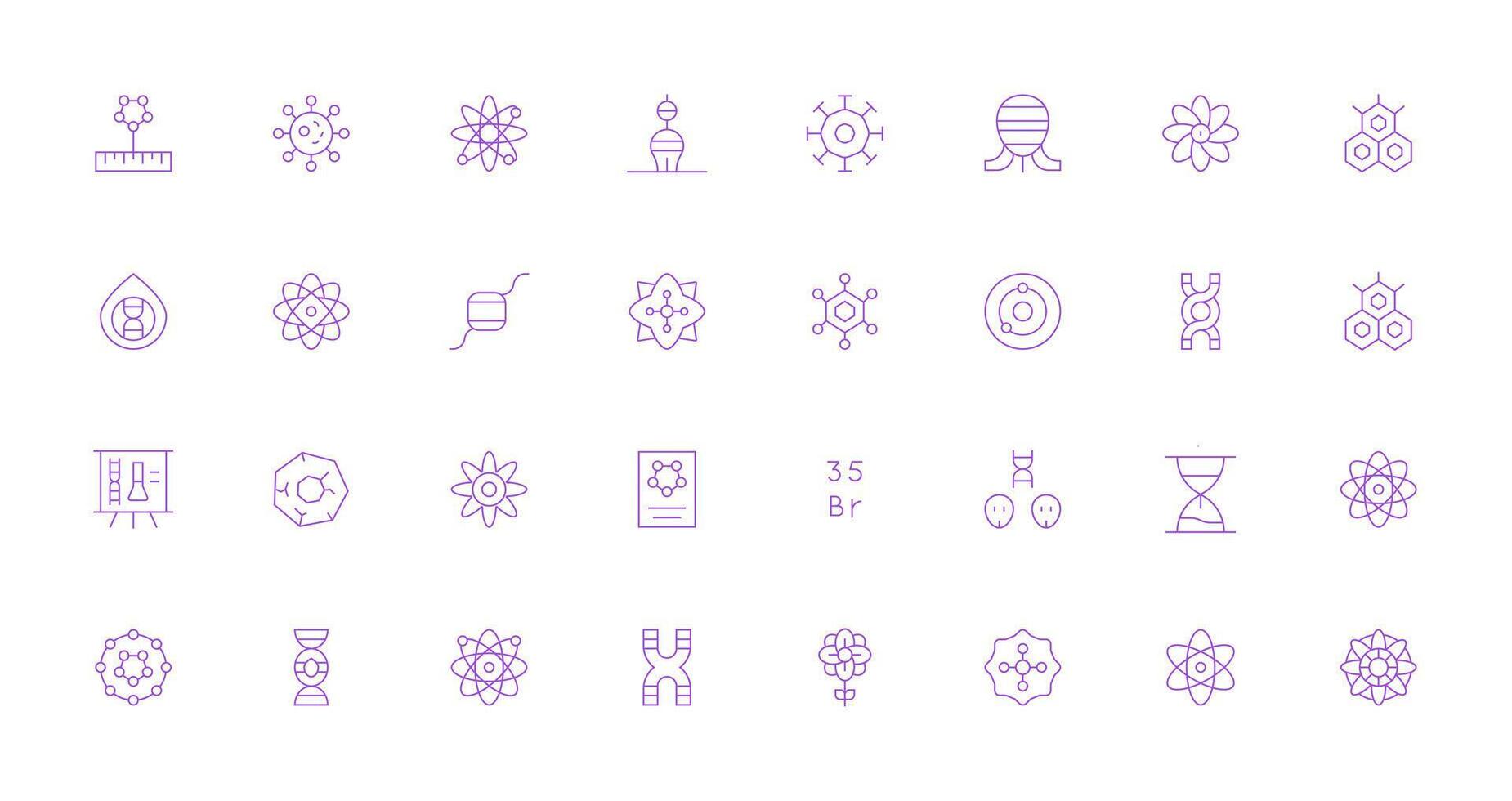 Thin Line Icons from Molecule Set with 32 Vectors Standard Icon Pack
