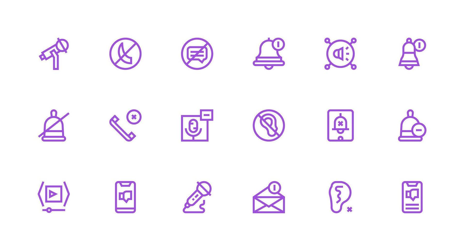 18 Icons for Mute in Strong Stroke Line Format Balanced Icon Set for Functional Design vector