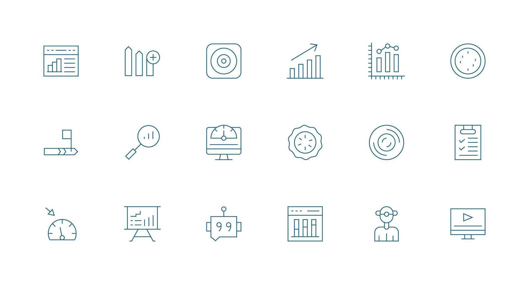 Progress Bar Icon Set with 18 Minimal Line Graphics Full Icon Library for UI Designers vector
