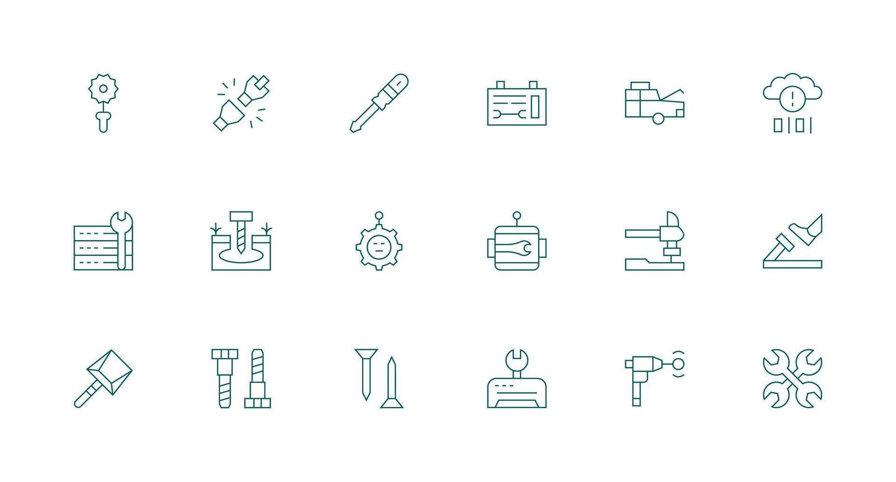 18 Minimal Line Vectors for Fixing Theme Multi-Style Icons for Creative Projects
